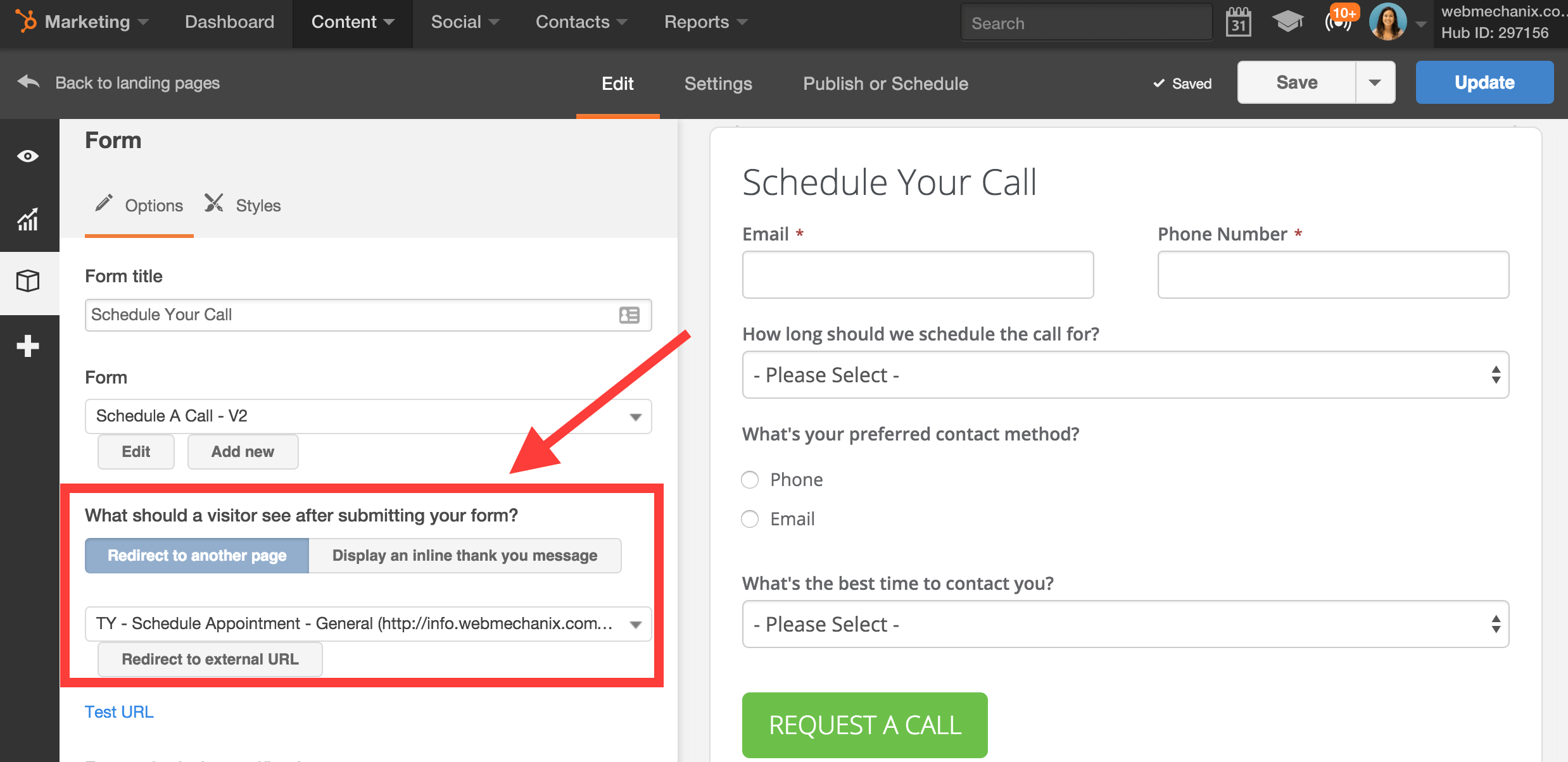 Correct Landing Page Hubspot Redirect to Thank you page 