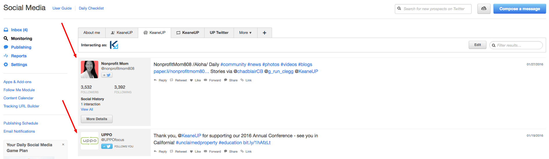 Correct Monitoring has been set up for HubSpot social media