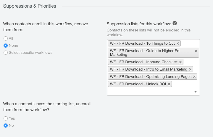Hubspot suppressions and priorities